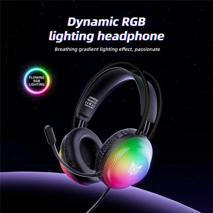 ONIKUMA X29 Gaming Headset Wired Over Ear with Microphone RGB Lighting For PC  /  Console Gaming - Black - 5
