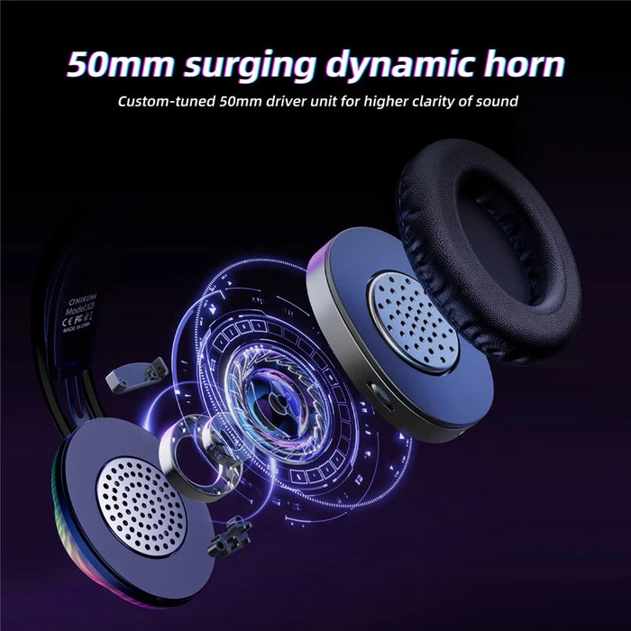 ONIKUMA X29 Gaming Headset Wired Over Ear with Microphone RGB Lighting For PC  /  Console Gaming - Black - 7