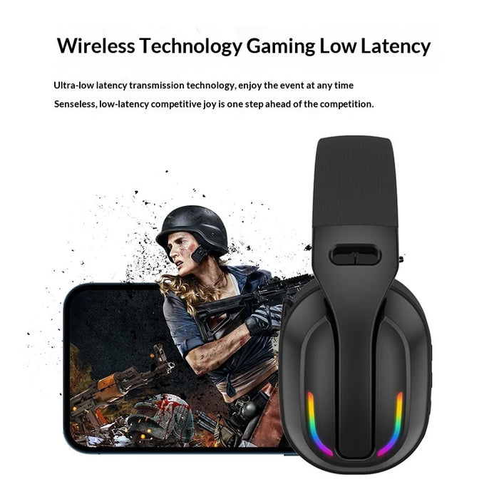 B500 Wireless Bluetooth-compatible Over Ear Headphones Deep Bass Gaming Headset with RGB Light - Black - 3