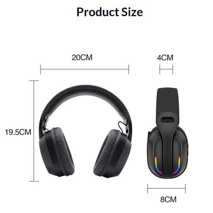 B500 Wireless Bluetooth-compatible Over Ear Headphones Deep Bass Gaming Headset with RGB Light - Black - 6