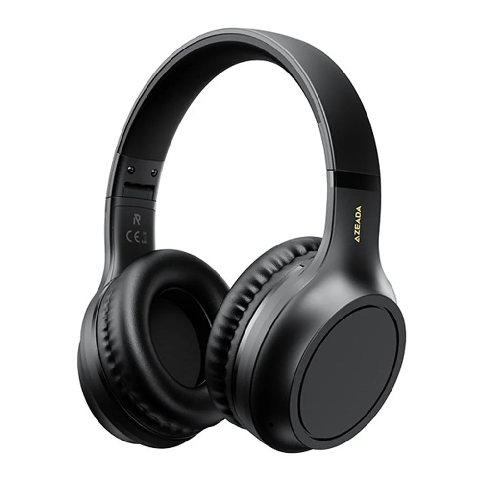 AZEADA Z-BH03 Wireless Headphones 40mm Driver Surround Sound Bluetooth-compatible 5.4 Headset - Midnight Black - 1