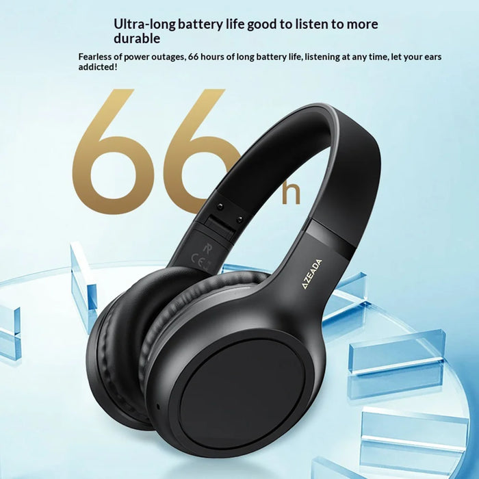 AZEADA Z-BH03 Wireless Headphones 40mm Driver Surround Sound Bluetooth-compatible 5.4 Headset - Midnight Black - 5