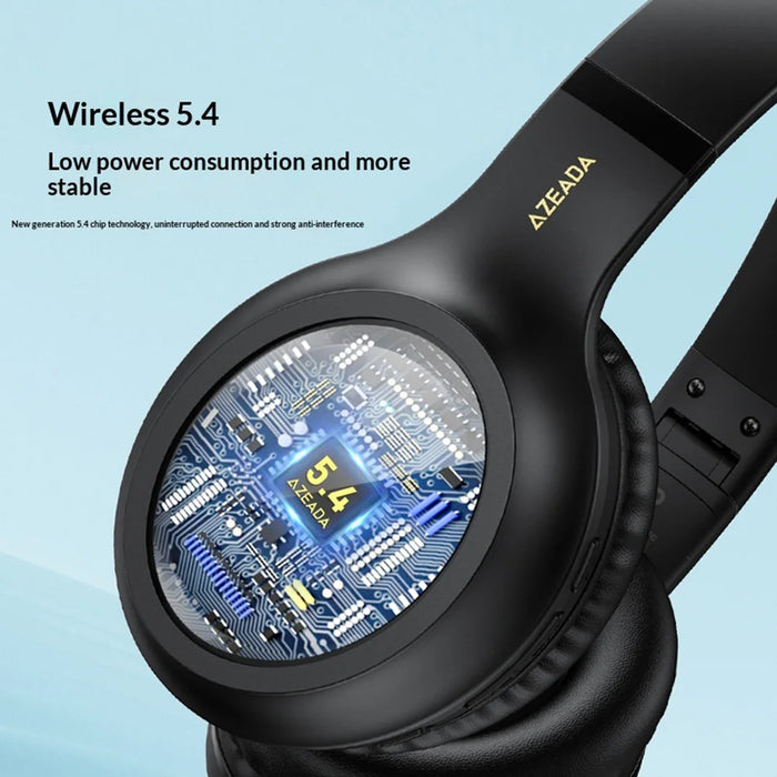 AZEADA Z-BH03 Wireless Headphones 40mm Driver Surround Sound Bluetooth-compatible 5.4 Headset - Midnight Black - 6