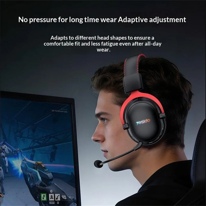 YESIDO EK07 Tri-Mode Gaming Headset Bluetooth-compatible 2.4G Wired Over Ear Headphones with Detachable Mic - Black - 3