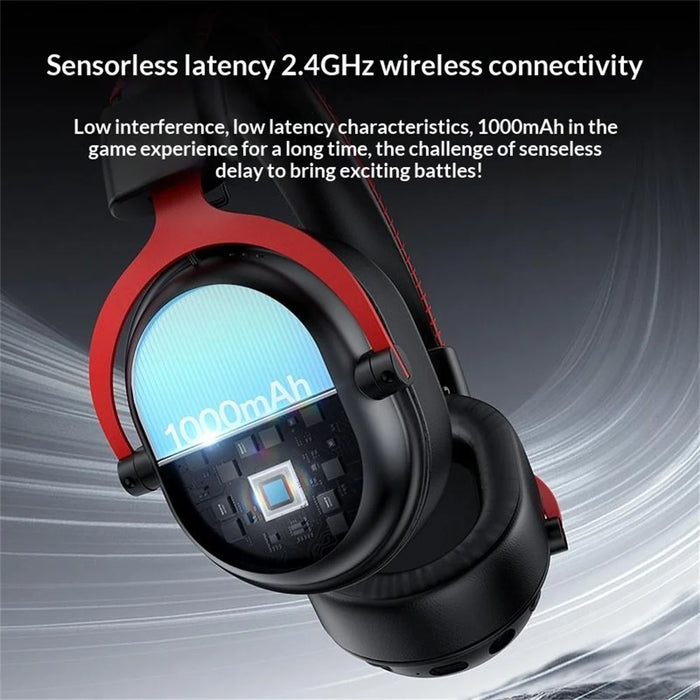 YESIDO EK07 Tri-Mode Gaming Headset Bluetooth-compatible 2.4G Wired Over Ear Headphones with Detachable Mic - Black - 4