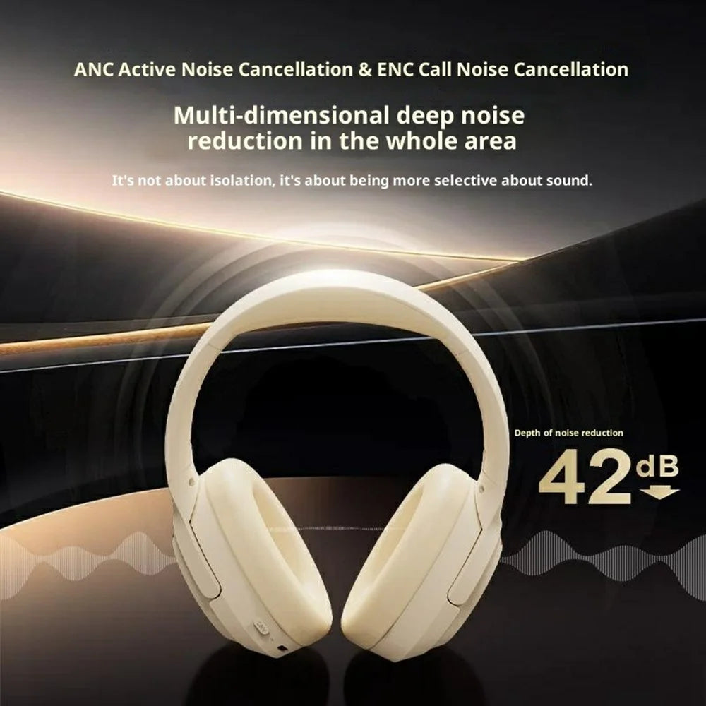 ERAZER L7 Pro Wireless Bluetooth-compatible Headphones ANC ENC Noise Cancelling Over Ear Headset for Gaming (Invested By Lenovo) - Beige - 5