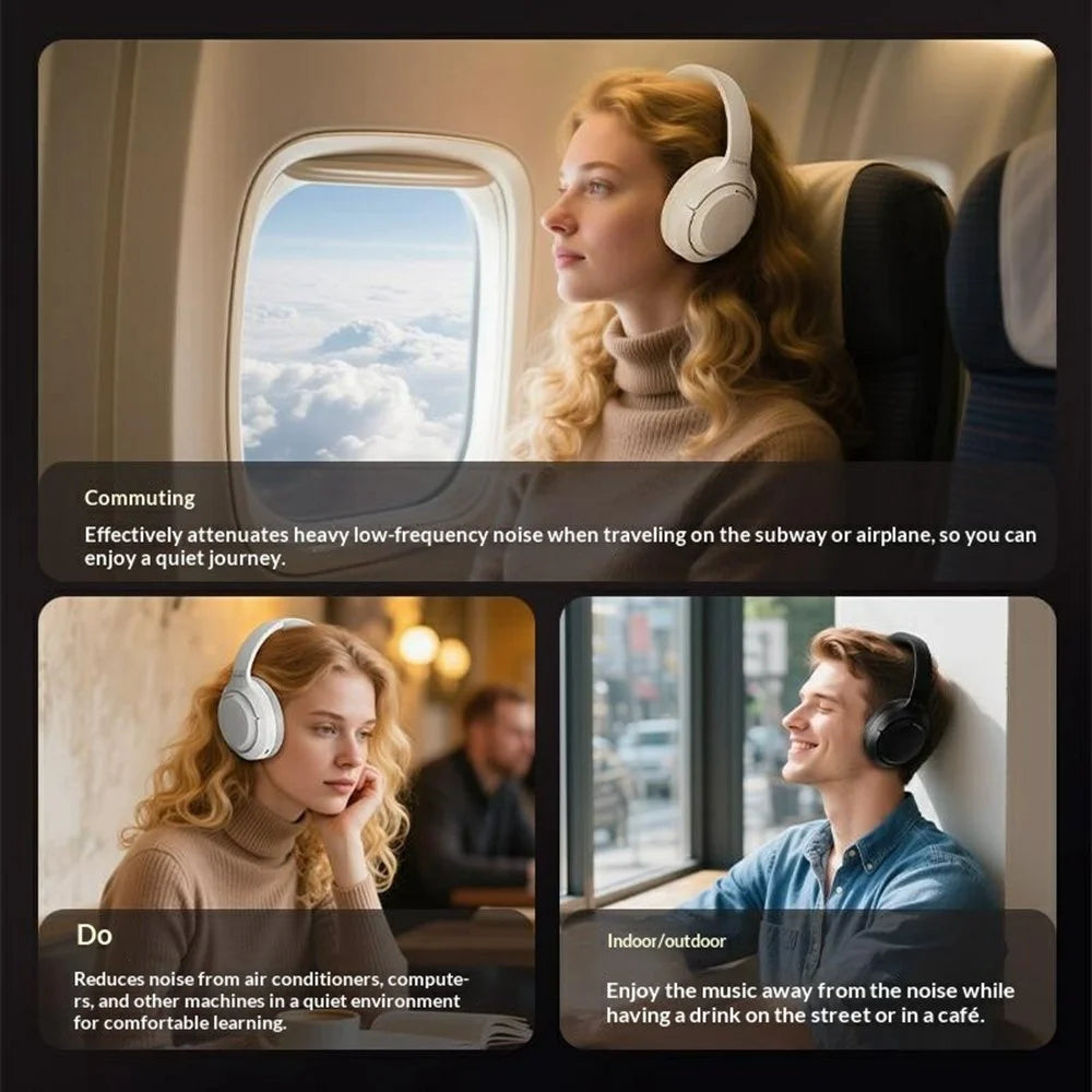 ERAZER L7 Pro Wireless Bluetooth-compatible Headphones ANC ENC Noise Cancelling Over Ear Headset for Gaming (Invested By Lenovo) - Beige - 6