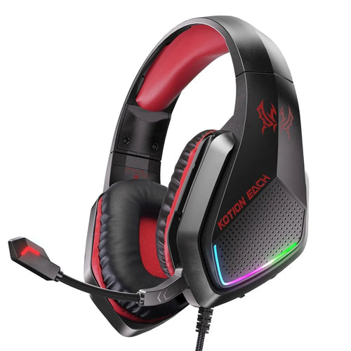 KOTION EACH G5000 Gaming Headset with Mic 7.1 Surround Sound RGB LED Headphones for PS4  /  PS5  /  PC  /  Xbox - Red - 1