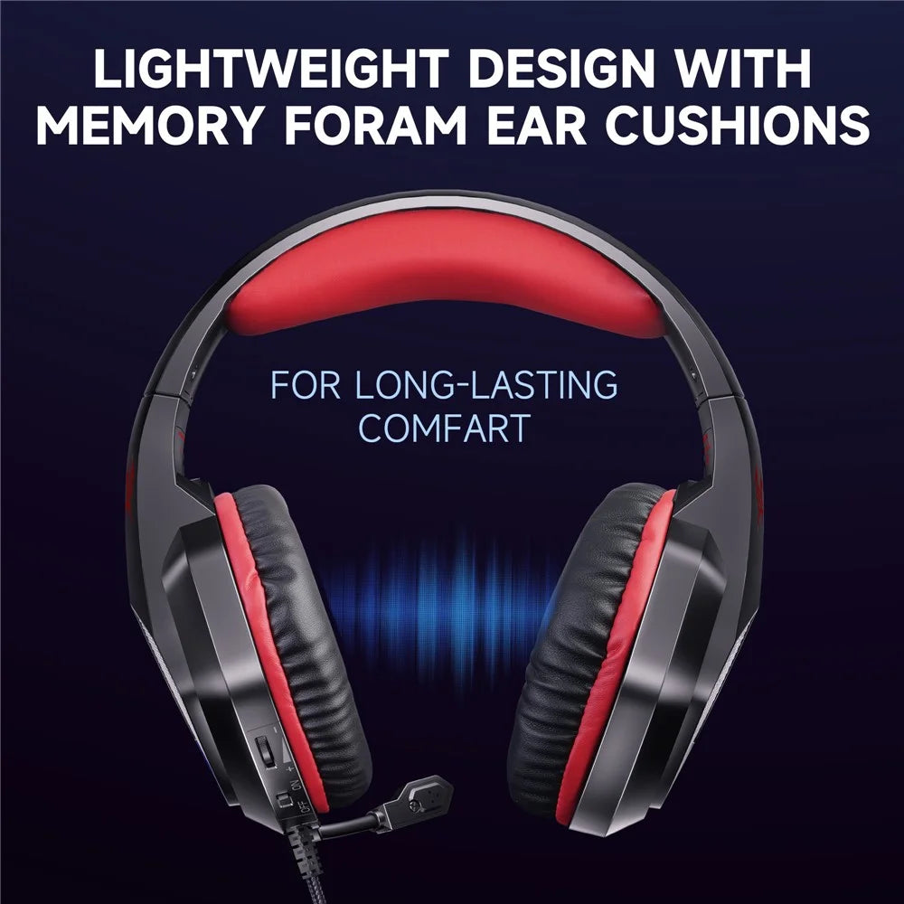 KOTION EACH G5000 Gaming Headset with Mic 7.1 Surround Sound RGB LED Headphones for PS4  /  PS5  /  PC  /  Xbox - Red - 5