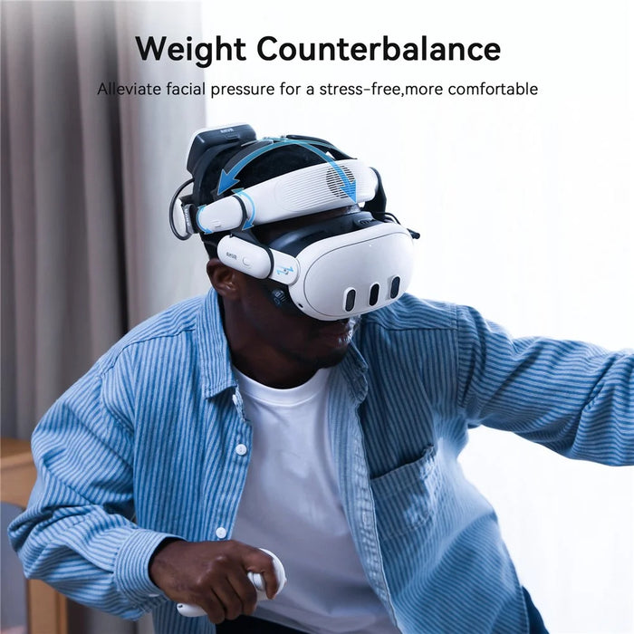 AMVR BS1 For Meta Quest 3 Rechargeable Battery Head Strap VR Headset Cooling System - White - 3