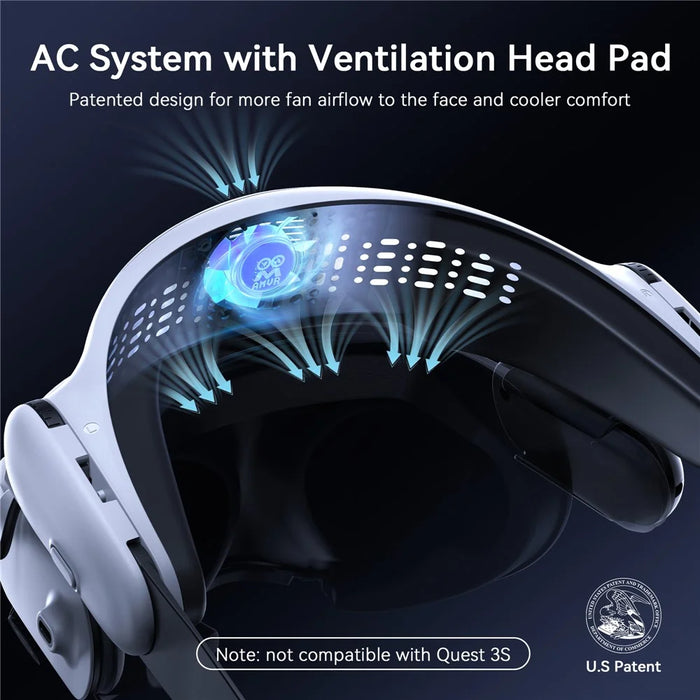 AMVR BS1 For Meta Quest 3 Rechargeable Battery Head Strap VR Headset Cooling System - White - 4