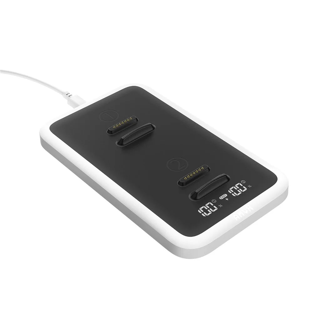 AMVR CD1 Dual Charging Dock with Power Display Magnetic Fast Charging Station for VR Headset Battery Pack - White - 1