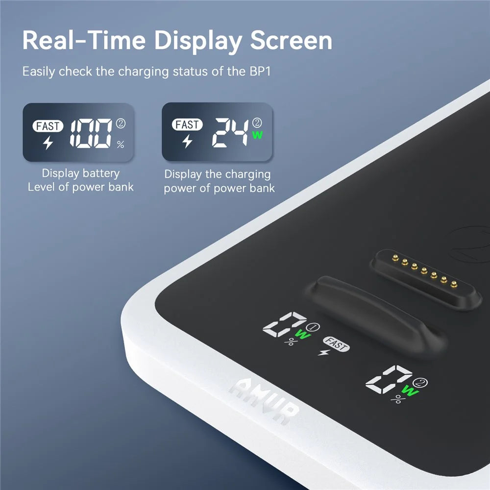 AMVR CD1 Dual Charging Dock with Power Display Magnetic Fast Charging Station for VR Headset Battery Pack - White - 4