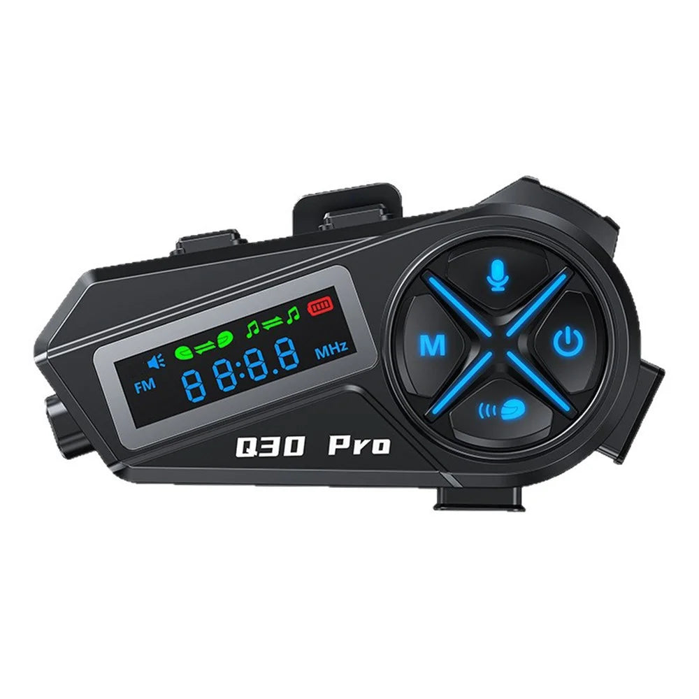 Q30 Pro Motorcycle Helmet with Soft Mic Bluetooth-compatible Intercom 1000mAh LED Display IP56 Waterproof Helmet Headset - Black - 2