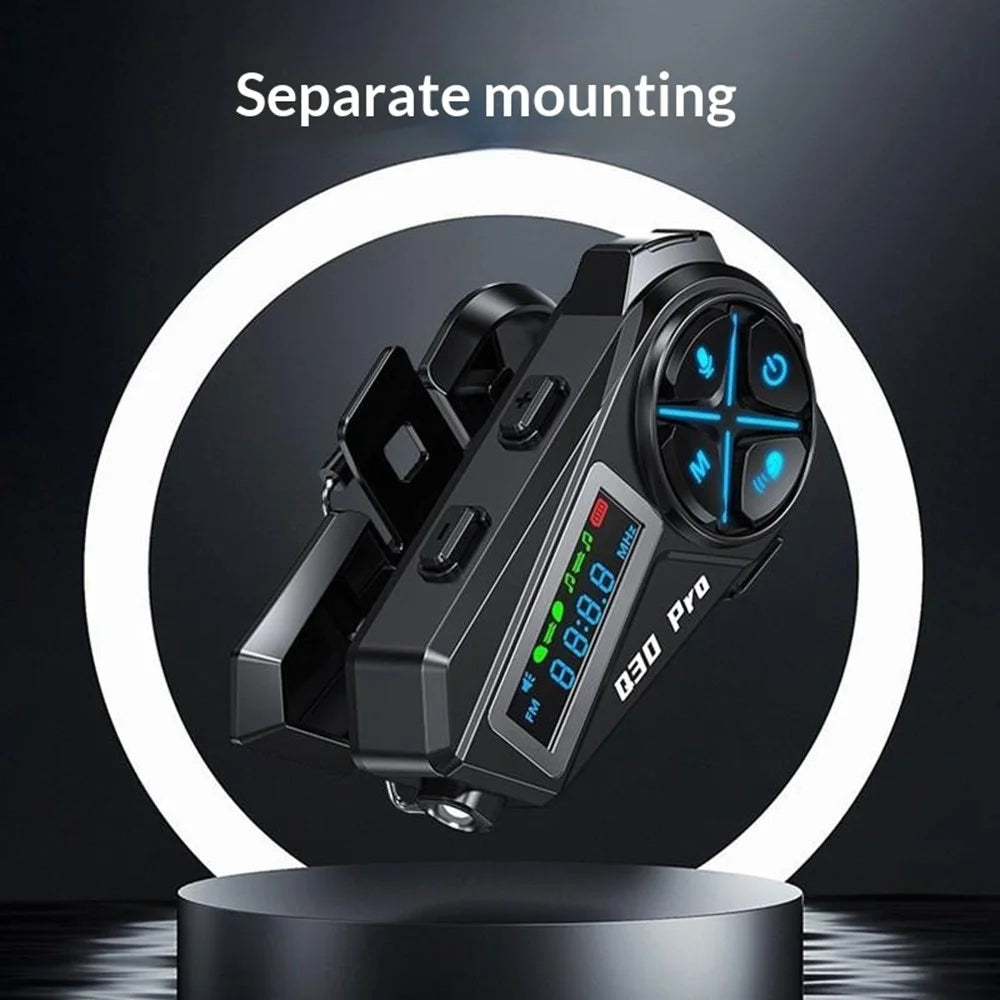 Q30 Pro Motorcycle Helmet with Soft Mic Bluetooth-compatible Intercom 1000mAh LED Display IP56 Waterproof Helmet Headset - Black - 6