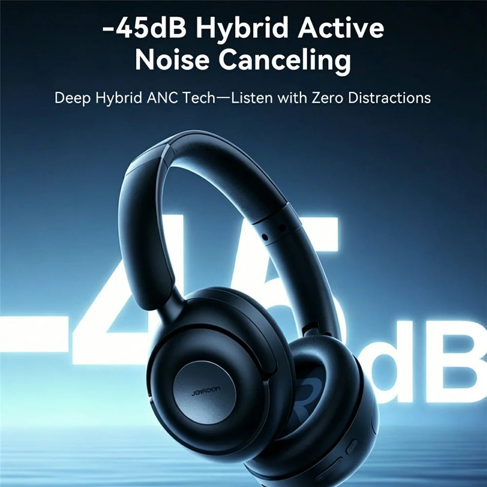 JOYROOM JR-JH3 Bluetooth-compatible Headphones Hybrid Active Noise Canceling Over-Ear Headset with 3.5mm Audio Cable - Black - 3