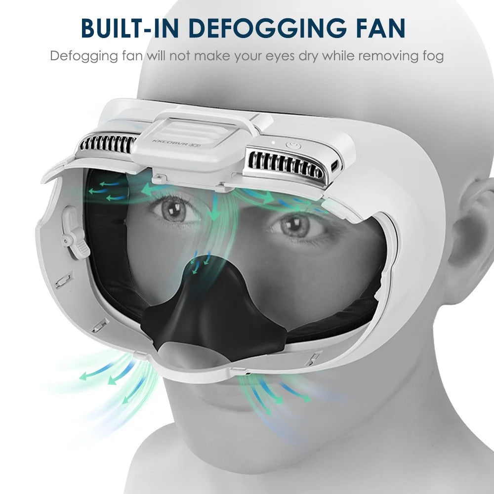 KKCOBVR K3 VR Headset Cooling Fan Mask for Meta Quest 3 Anti-Fog Ventilation Breathable Face Cover - White - 4