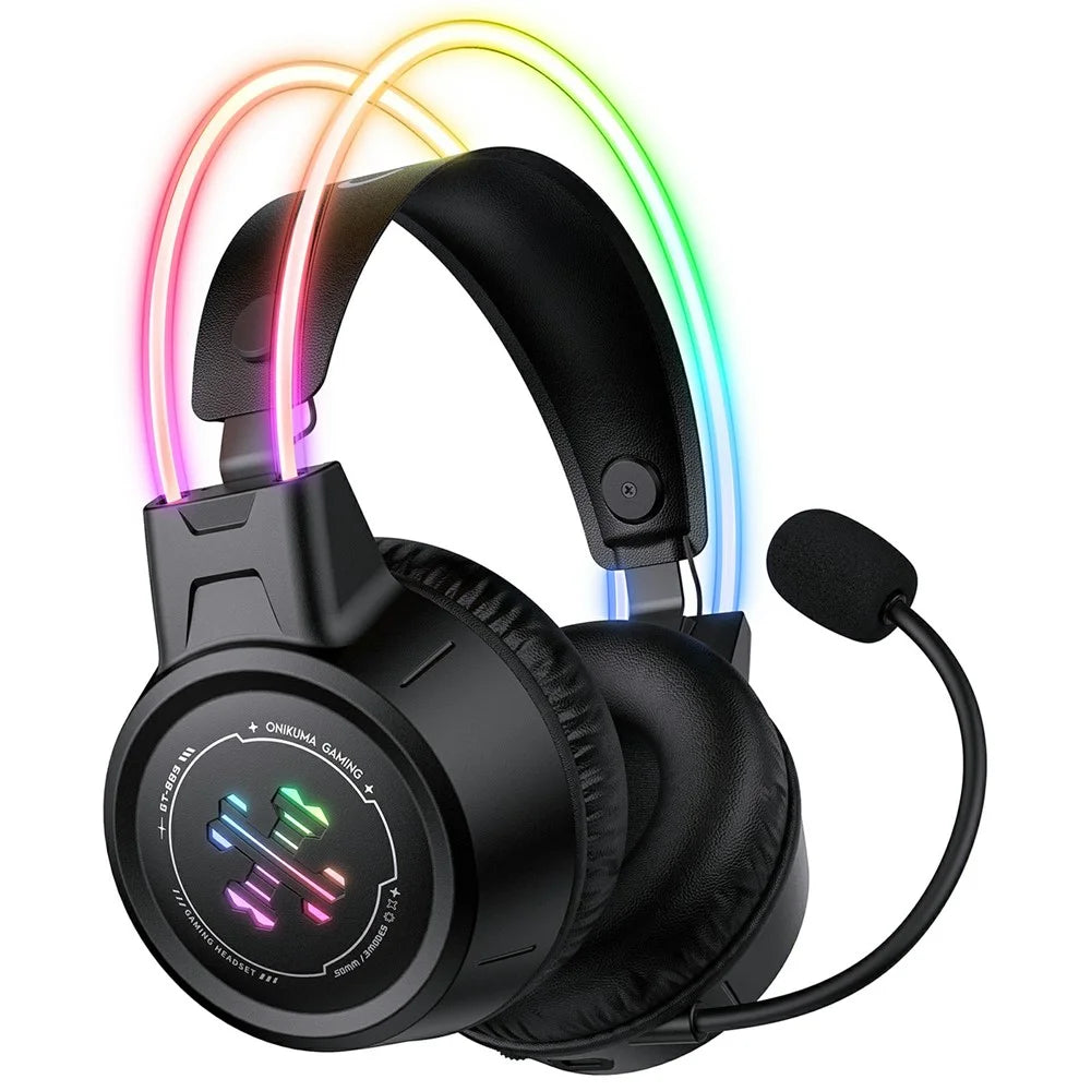 ONIKUMA GT889 Gaming Headset 2.4G Wireless Bluetooth-compatible Wired Triple-Mode RGB Lighting PC Headphones - Black - 2