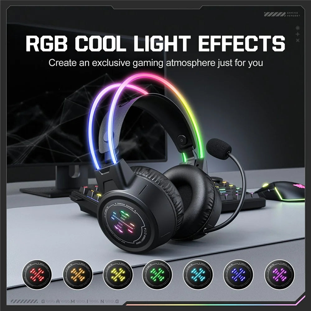 ONIKUMA GT889 Gaming Headset 2.4G Wireless Bluetooth-compatible Wired Triple-Mode RGB Lighting PC Headphones - Black - 6