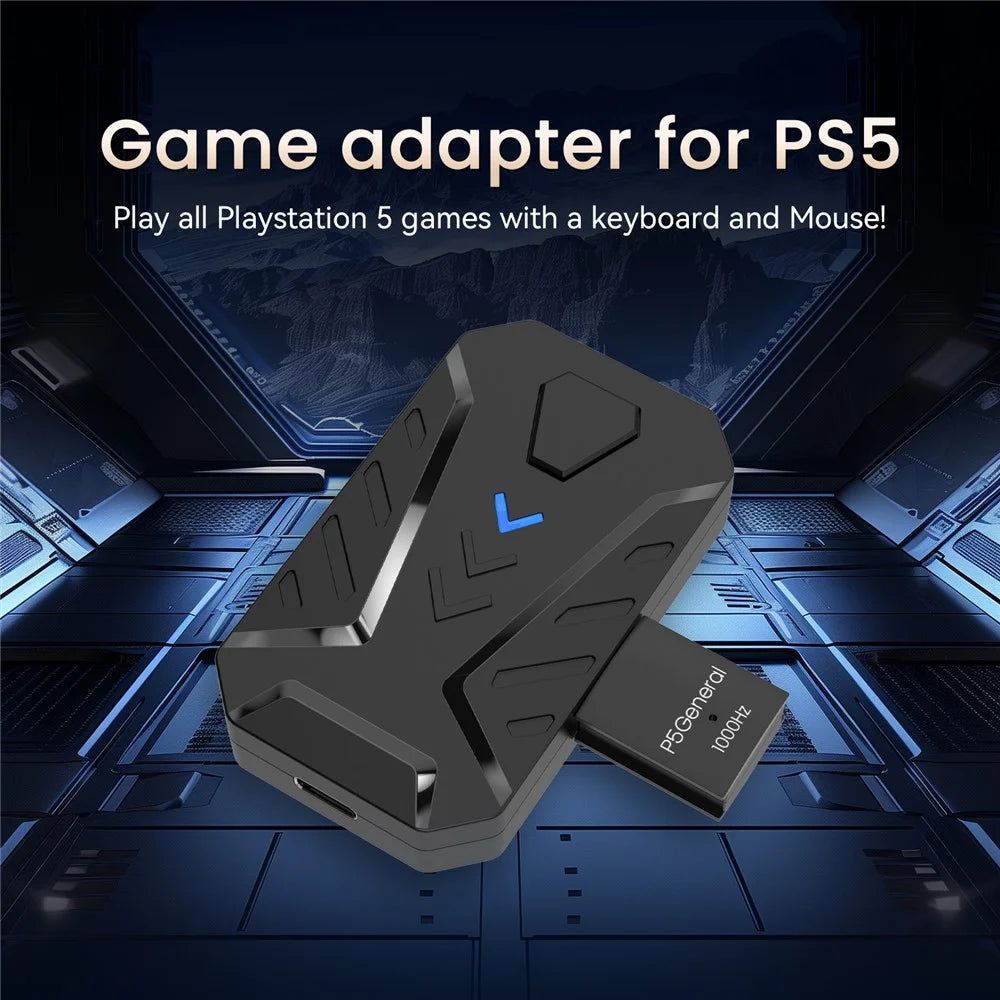 HXSJ Master-P5 Game Controller Adapter for PS5 Console RGB Breathing Light 1000Hz Keyboard Mouse Converter - Black - 3