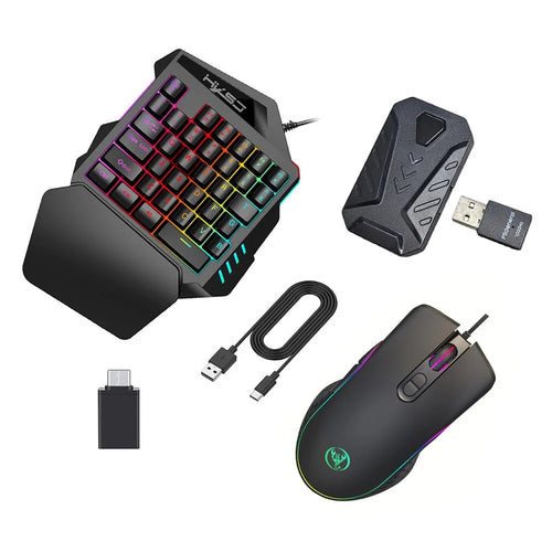 HXSJ P5+V100+A867 Gaming Keyboard Mouse Console Controller Adpater Converter Set for PS5  /  PS4 /  PS3  /  Xbox One  /  Xbox 360  /  Nintendo Switch - Black - 1