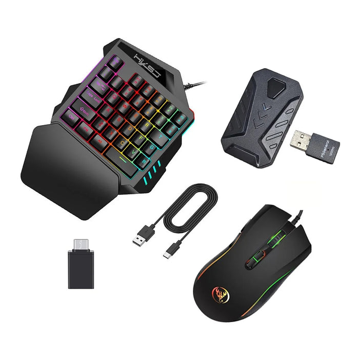 HXSJ P5+V100+A869 Gaming Keyboard Mouse Console Controller Adapter Converter Set for PS5  /  PS4  /  PS3  /  Xbox One  /  Xbox 360  /  Nintendo Switch - Black - 1