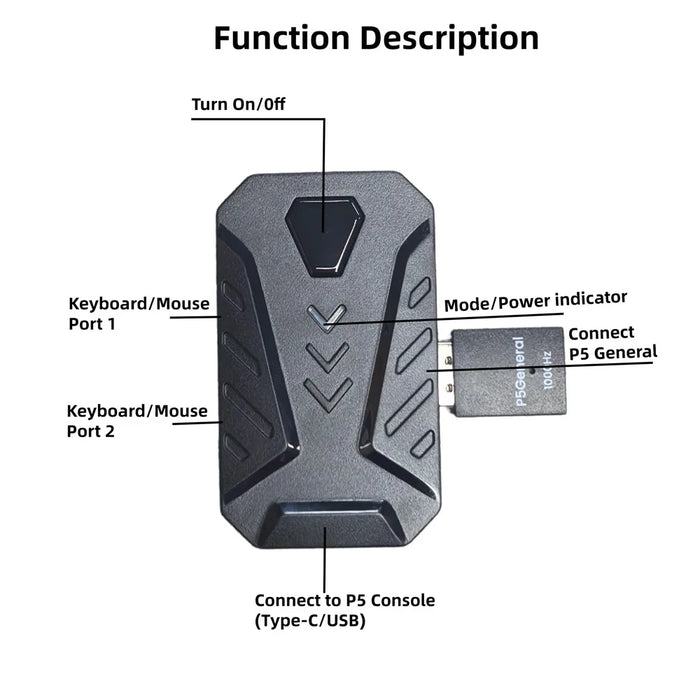 HXSJ P5+V100+H300 Keyboard Mouse Converter Kit 1000Hz Gaming Console Controller Adapter Set for PS5  /  PS3  /  PS4  /  Xbox One  /  Xbox 360 /  Nintendo Switch - Black - 7