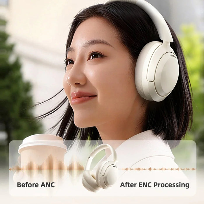 ZAODON YUNX Bluetooth-compatible Headphones 50dB ANC Noise Cancelling Over-Ear Wireless Headset - Beige - 4