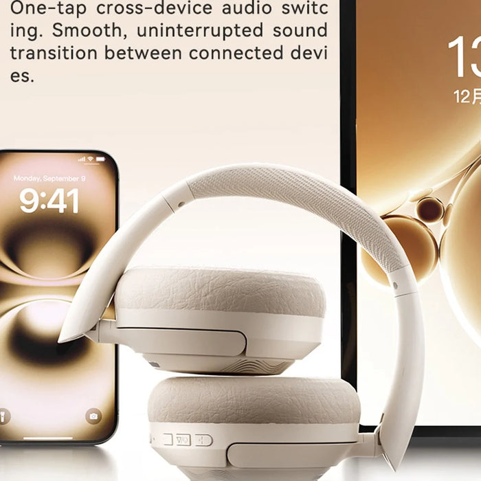 ZAODON YUNX Bluetooth-compatible Headphones 50dB ANC Noise Cancelling Over-Ear Wireless Headset - Beige - 5