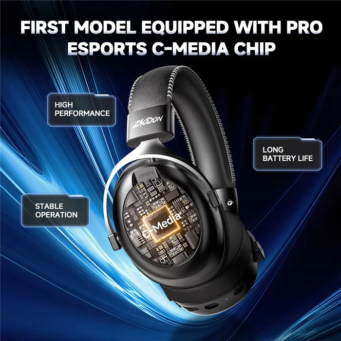 ZAODON LINX Gaming Headset 53mm Drivers 2000mAh 4-Mode Connectivity Bluetooth-compatible 6.0 Over-Ear Headphones - Black - 3
