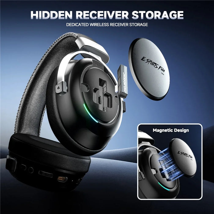 ZAODON LINX Gaming Headset 53mm Drivers 2000mAh 4-Mode Connectivity Bluetooth-compatible 6.0 Over-Ear Headphones - Black - 7