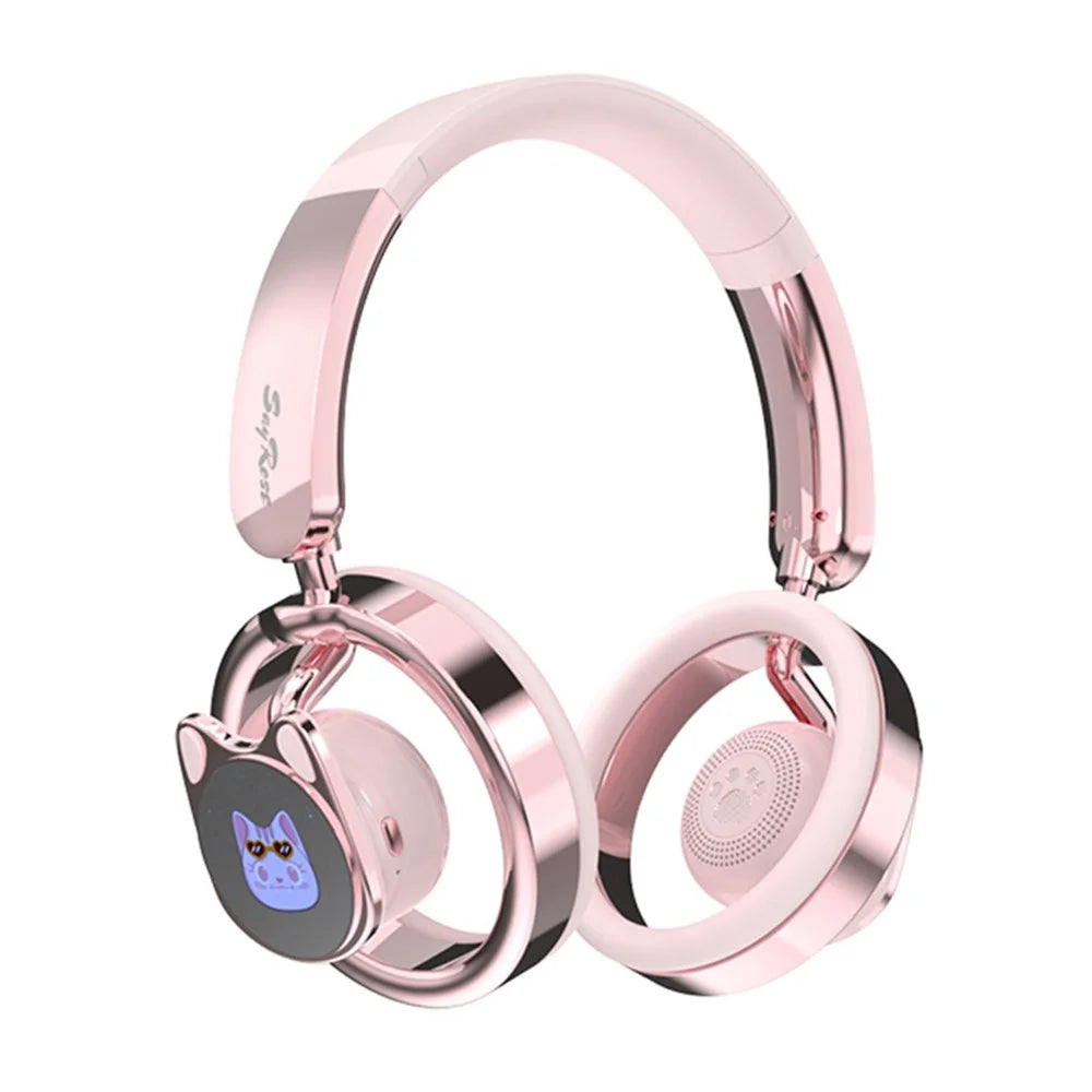 SAYROSE RJ-98 Cat Ear Design Gaming Headset Bluetooth-compatible V6.0 800mAh Over-Ear Open Back Headphones for Women Girls - Pink - 1