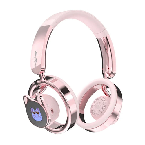 SAYROSE RJ-98 Cat Ear Design Gaming Headset Bluetooth-compatible V6.0 800mAh Over-Ear Open Back Headphones for Women Girls - Pink - 1