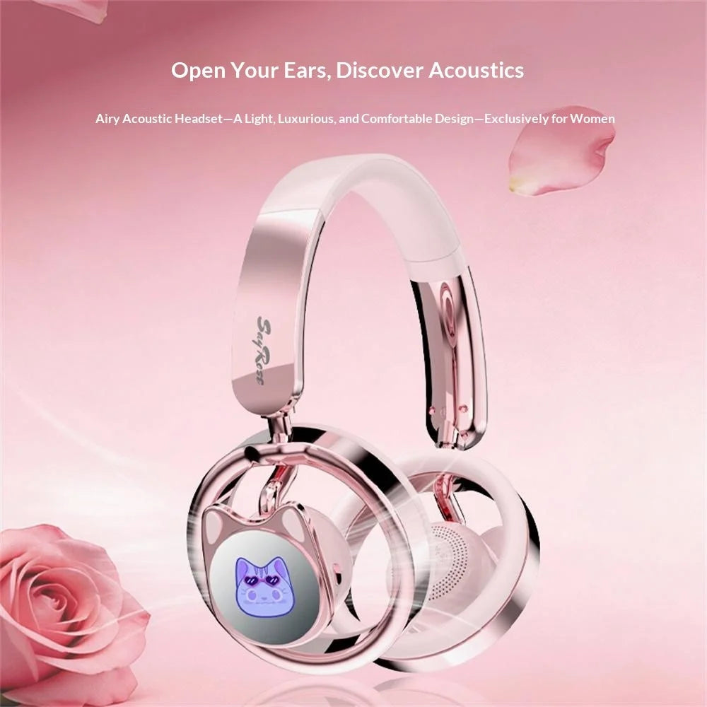 SAYROSE RJ-98 Cat Ear Design Gaming Headset Bluetooth-compatible V6.0 800mAh Over-Ear Open Back Headphones for Women Girls - Pink - 2