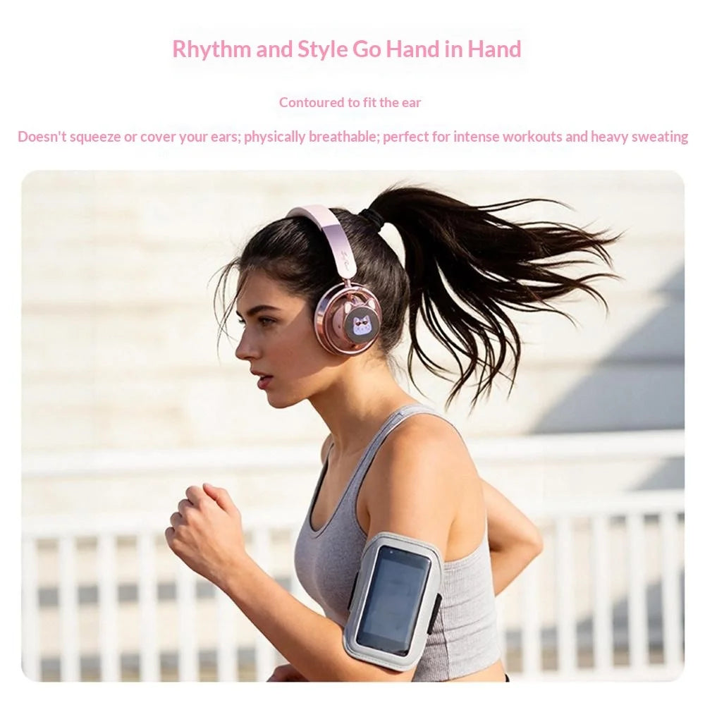 SAYROSE RJ-98 Cat Ear Design Gaming Headset Bluetooth-compatible V6.0 800mAh Over-Ear Open Back Headphones for Women Girls - Pink - 4