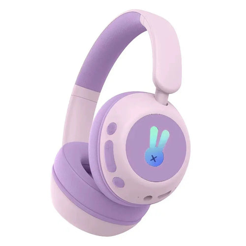 BT08C Children Wireless Over-Ear Headphones Bluetooth-compatible 6.0 Headset with RGB Light - Pink+Purple - 1