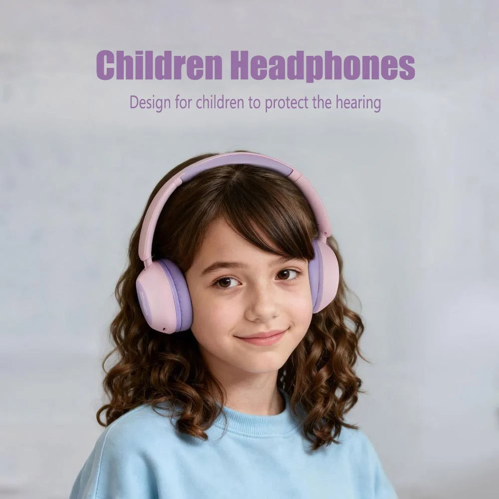 BT08C Children Wireless Over-Ear Headphones Bluetooth-compatible 6.0 Headset with RGB Light - Pink+Purple - 3