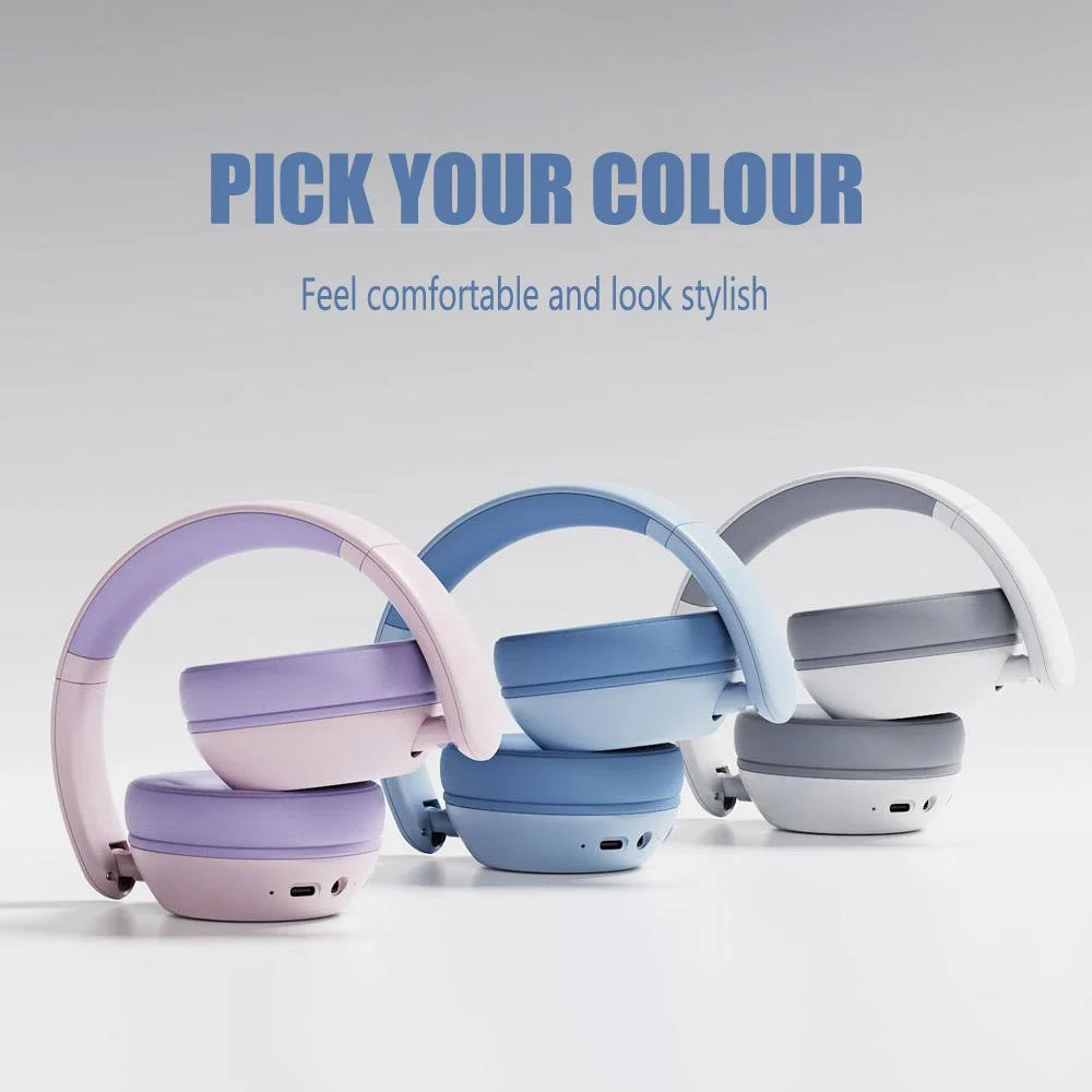 BT08C Children Wireless Over-Ear Headphones Bluetooth-compatible 6.0 Headset with RGB Light - Pink+Purple - 5