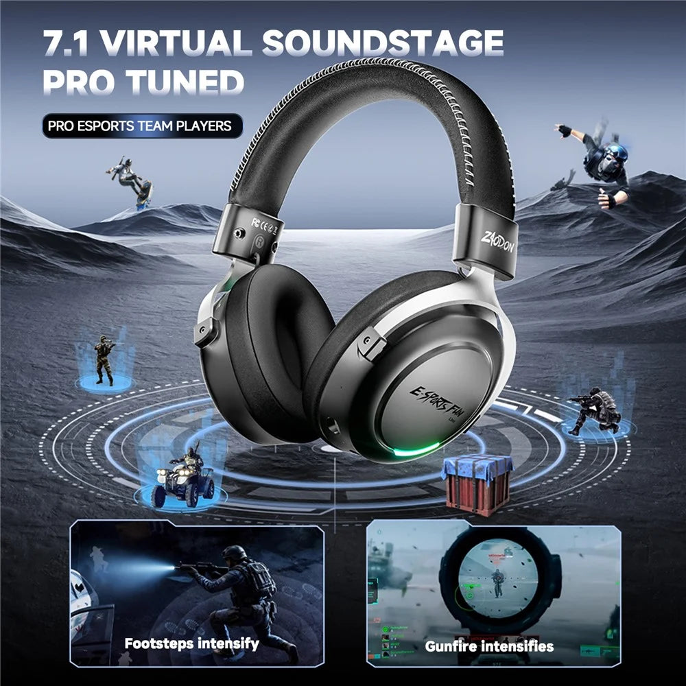 ZAODON LinX G5 Wireless Gaming Headset Bluetooth-compatible 6.0 4-Mode 7.1 Virtual Surround Sound - Black - 7