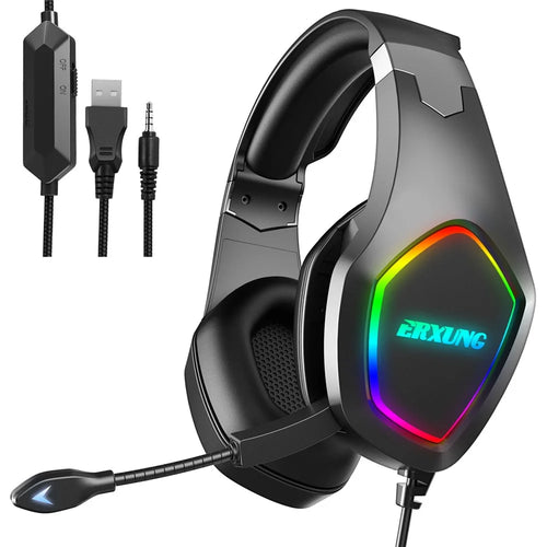 ERXUNG J20 Gaming Headset RGB Luminous Over Ear Headphone with Microphone - 1