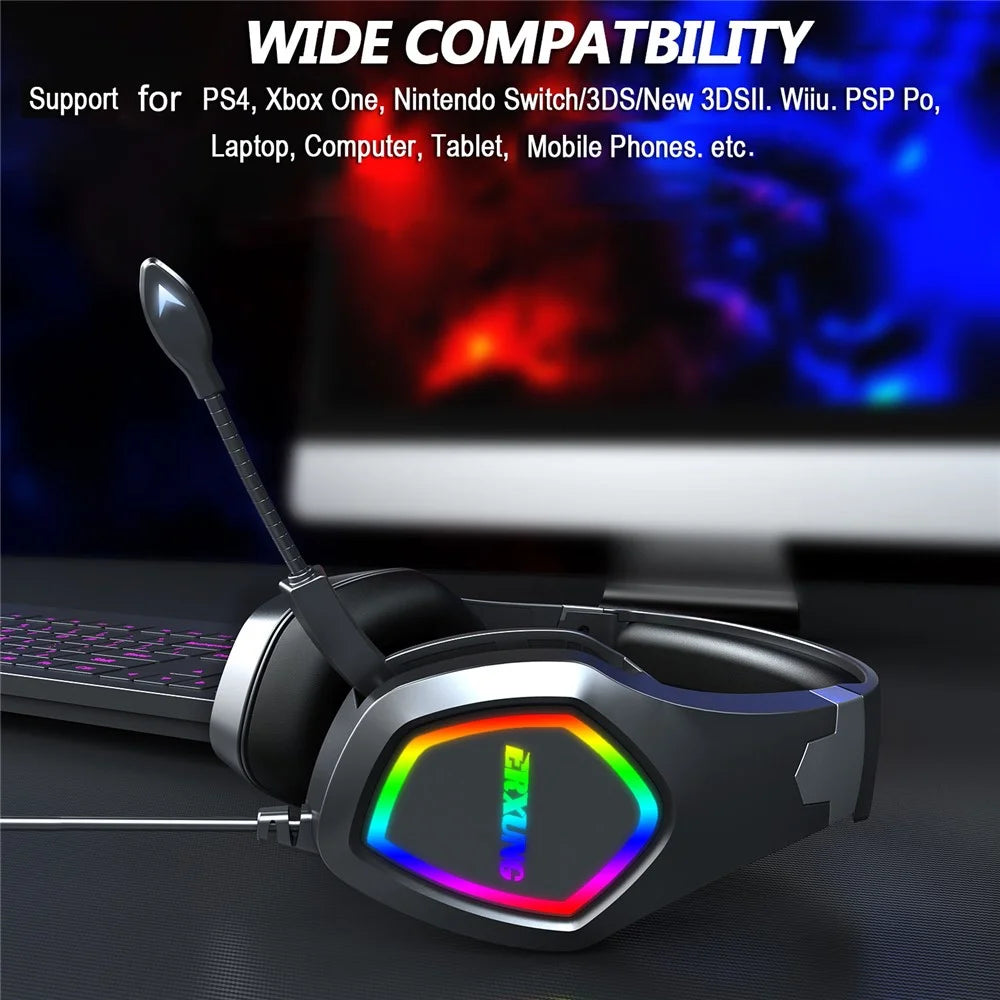 ERXUNG J20 Gaming Headset RGB Luminous Over Ear Headphone with Microphone - 3