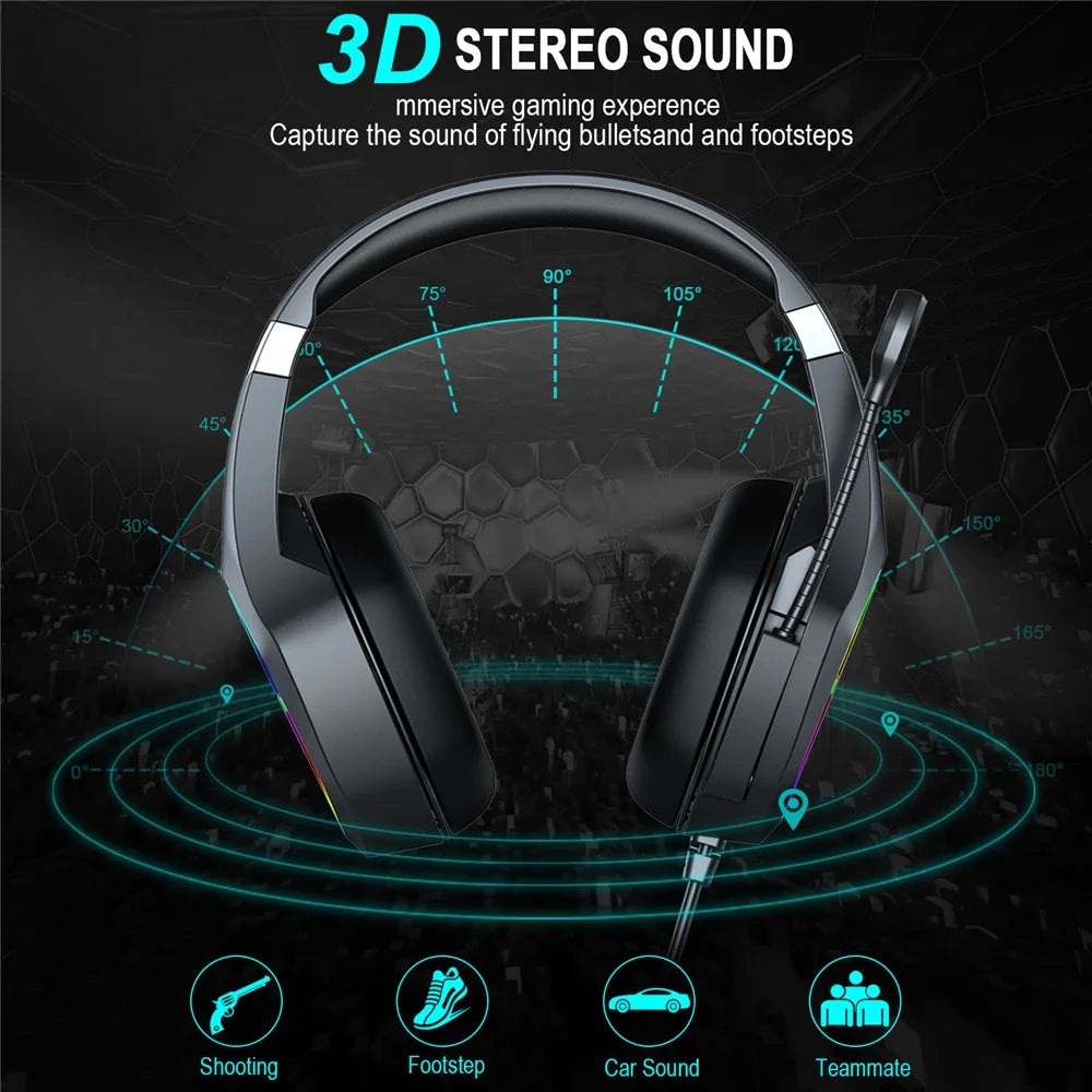 ERXUNG J20 Gaming Headset RGB Luminous Over Ear Headphone with Microphone - 4