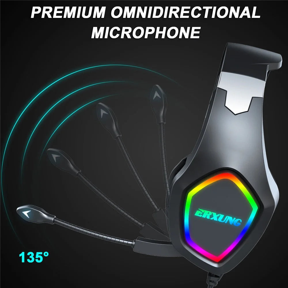 ERXUNG J20 Gaming Headset RGB Luminous Over Ear Headphone with Microphone - 5