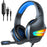 ERXUNG J6 Gaming Headset RGB Luminous Wired Control Over Ear Headphone with Microphone - Blue - 1