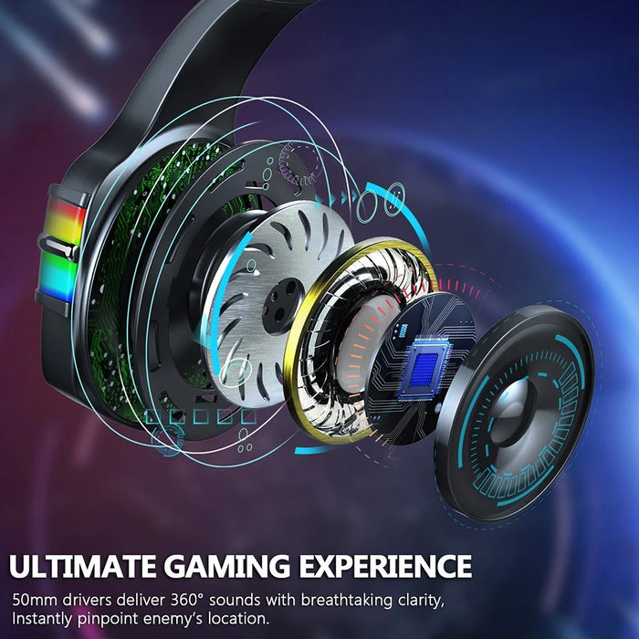 ERXUNG J6 Gaming Headset RGB Luminous Wired Control Over Ear Headphone with Microphone - Blue - 4