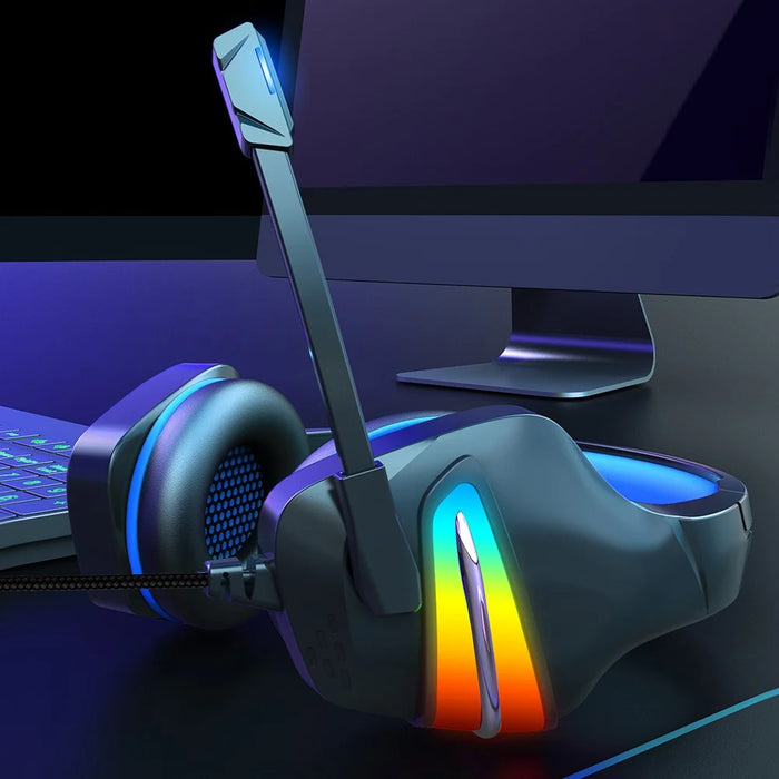 ERXUNG J6 Gaming Headset RGB Luminous Wired Control Over Ear Headphone with Microphone - Blue - 5