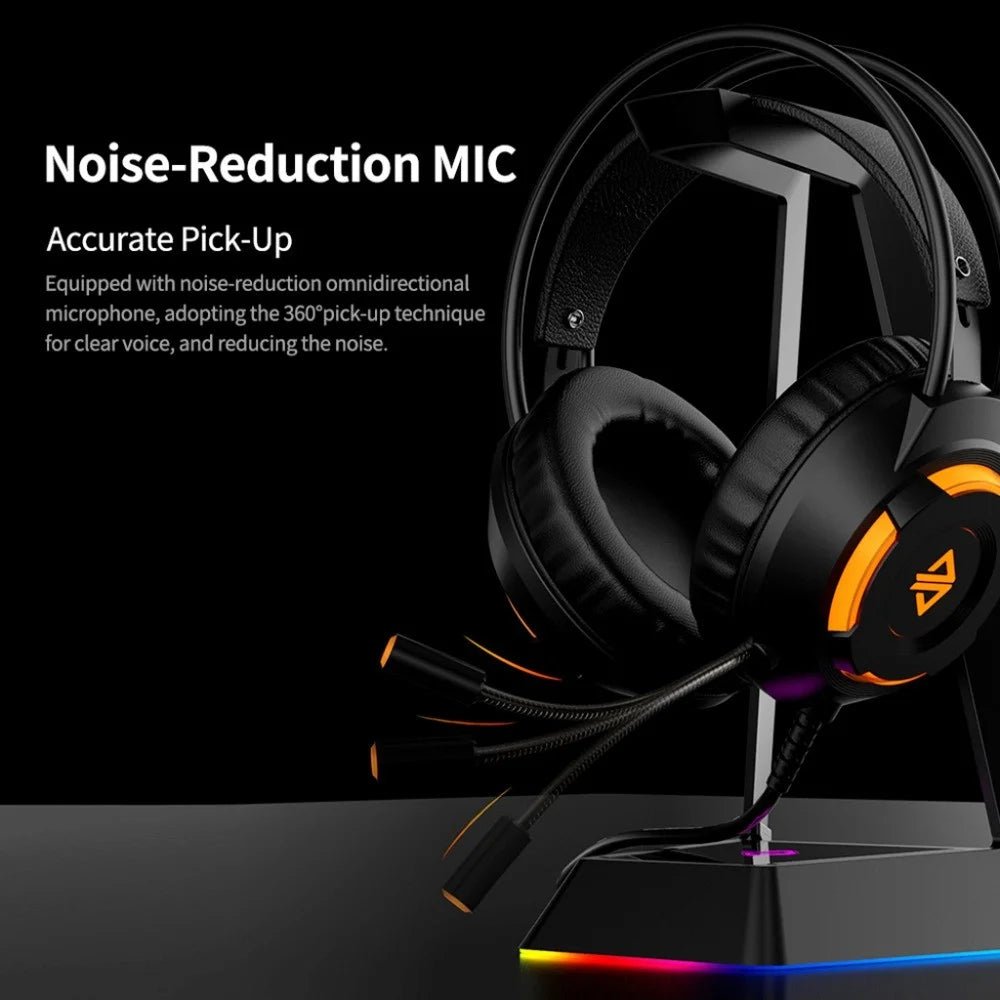 AJAZZ AX120 Gaming Headset Over Ear Headphone 3.5mm + USB Plug with Noise-Reduction Mic - Pink - 6