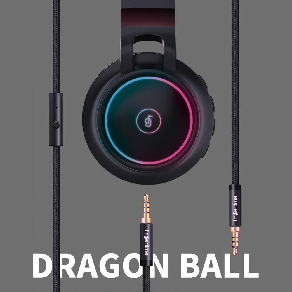 FINGERTIME RGB Light Bluetooth-compatible 5.0 Wireless Headphone HiFi Stereo AUX FM TF Music Gaming Headset  - White - 3