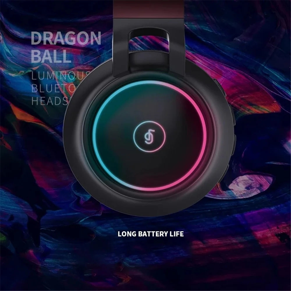 FINGERTIME RGB Light Bluetooth-compatible 5.0 Wireless Headphone HiFi Stereo AUX FM TF Music Gaming Headset  - White - 4