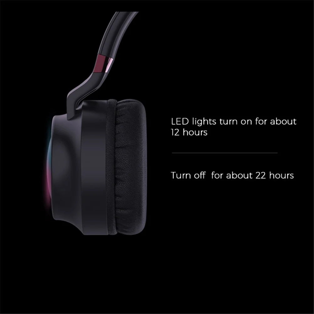 FINGERTIME RGB Light Bluetooth-compatible 5.0 Wireless Headphone HiFi Stereo AUX FM TF Music Gaming Headset  - White - 6